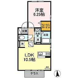 セジュールカルフール　Ｃ 1階1LDKの間取り