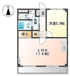 エクセルハイム10 1LDKの間取図画像