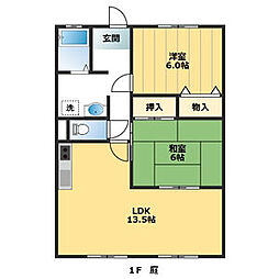 ガーデンロイヤルB 2LDKの間取図画像