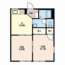 藤フレグランスA 2Kの間取図画像