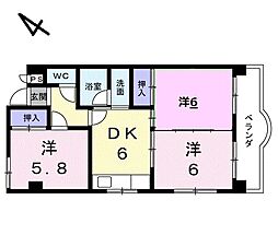 クレセントマンション 3DKの間取図画像