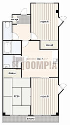 ハイツ須賀 3DKの間取図画像