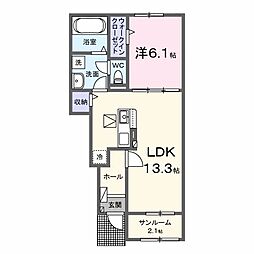 岐阜市東中島2丁目アパート 1LDKの間取図画像