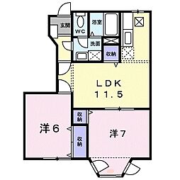 ドリームハウスB 2LDKの間取図画像