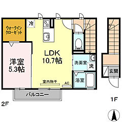 フラットアイランド 1LDKの間取図画像