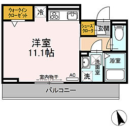 D-roomビーチルック ワンルームの間取図画像