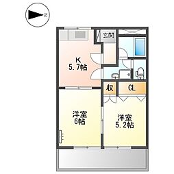 メゾン・ユニベール 2Kの間取図画像