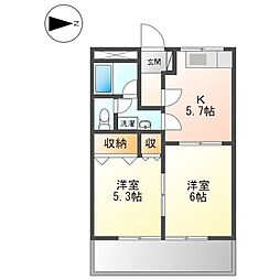 メゾン・ユニベール 2Kの間取図画像
