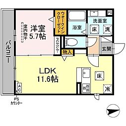 エクレール 1LDKの間取図画像