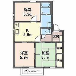 サンハイム東大垣A 3Kの間取図画像