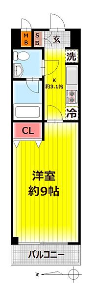 バウハウス 307｜埼玉県草加市氷川町(賃貸マンション1K・3階・28.22㎡)の写真 その2