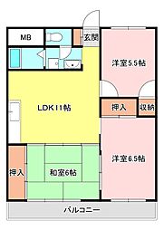 サニーハイム榎之本 3LDKの間取図画像