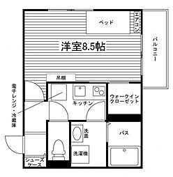 アーバンハイツEdoブリッジ 1Kの間取図画像