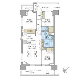 PROUD東神奈川 3LDKの間取図画像