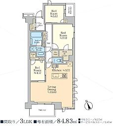 レーベン横浜山手ONEWARDCOURT 3LDKの間取図画像
