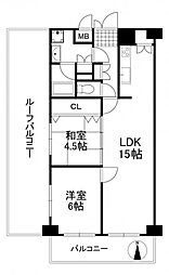 ユニハイム池田 2LDKの間取り