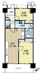 キングマンション新淀川 2LDKの間取図画像