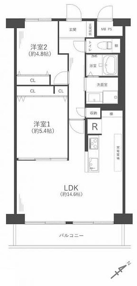 2LDK 間取り
