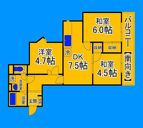 大阪府大阪市住吉区上住吉2丁目(賃貸マンション3DK・3階・53.00㎡)の写真 その2