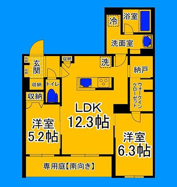 大阪府大阪市住吉区大領5丁目(賃貸マンション2LDK・1階・64.68㎡)の写真 その2