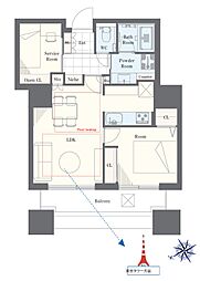 東京ツインパークスライトウイング 1SLDKの間取図画像