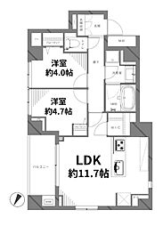 パークハウス渋谷山手 2LDKの間取図画像