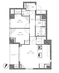 パークハウス渋谷山手 2LDKの間取図画像