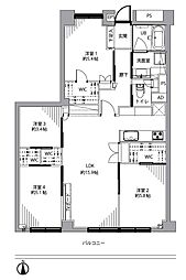 日商岩井大岡山第2マンションB棟 4LDKの間取図画像