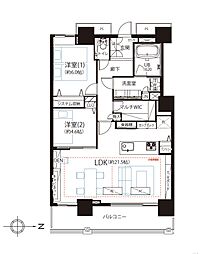 ベイクレストタワー 2LDKの間取図画像