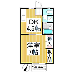ハイツルーセント2 1DKの間取図画像