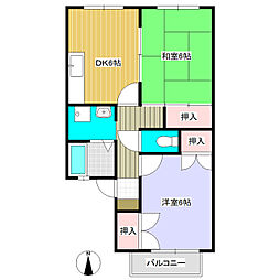 両神ハイツ 2DKの間取図画像