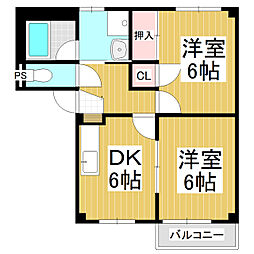 サープラスリール 2DKの間取図画像