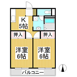 コーポラス桜井2 2Kの間取図画像