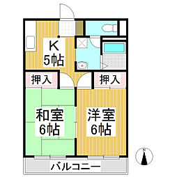コーポラス桜井2 2Kの間取図画像