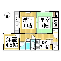 コーポ内津 3DKの間取図画像