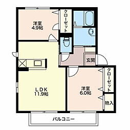 プロヴァンスE 2LDKの間取図画像
