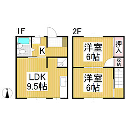 第一内山ハイツ 1階2DKの間取り