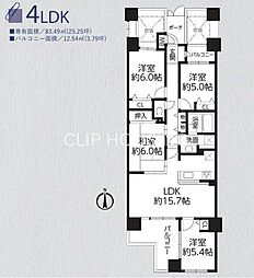 レクセルガーデン武蔵砂川 4LDKの間取図画像