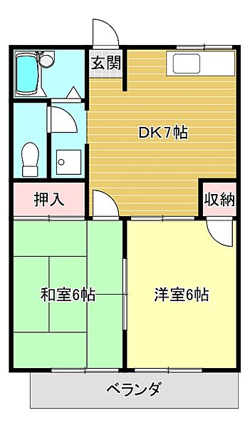 Mハイツ 202｜福岡県久留米市宮ノ陣5丁目(賃貸アパート2DK・2階・42.00㎡)の写真 その2