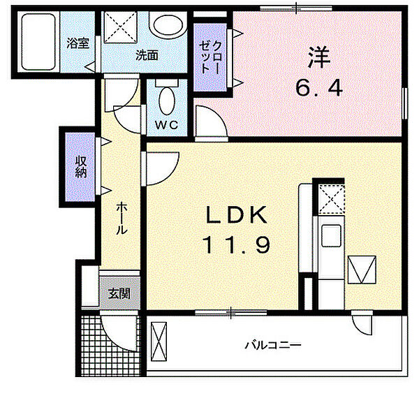 リーベンス・グランデII 102｜福岡県久留米市津福本町(賃貸アパート1LDK・1階・45.12㎡)の写真 その2