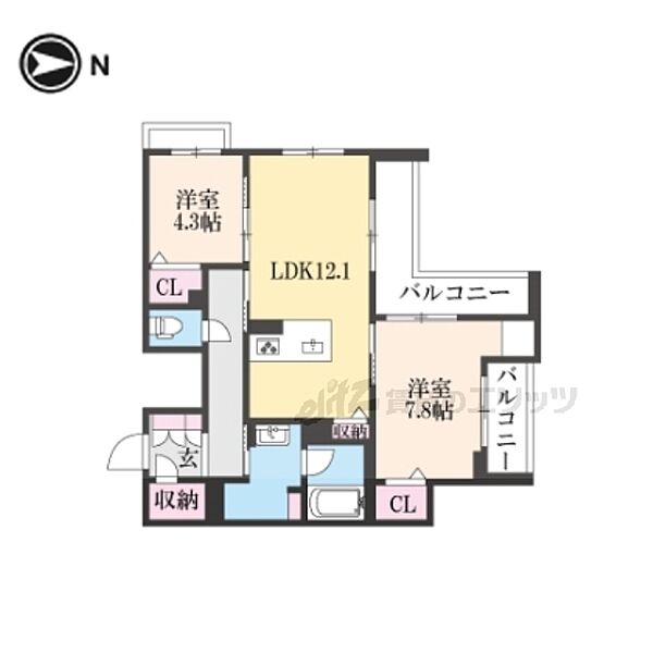 京都府京都市伏見区竹田段川原町(賃貸マンション2LDK・2階・61.94㎡)の写真 その2