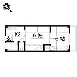 下津ハイツ 2Kの間取図画像
