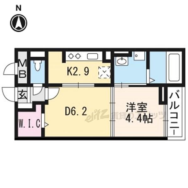 京都府京田辺市薪畠(賃貸マンション1DK・2階・34.91㎡)の写真 その2