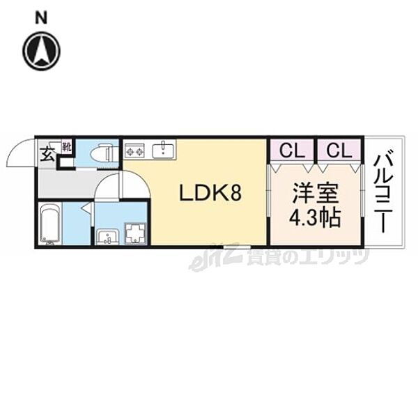 京都府京都市伏見区向島庚申町(賃貸アパート1LDK・3階・31.53㎡)の写真 その2