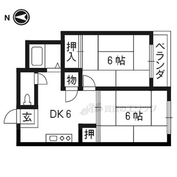 ＢＮコート洛西 507｜京都府向日市寺戸町辰巳(賃貸マンション2DK・5階・36.85㎡)の写真 その2