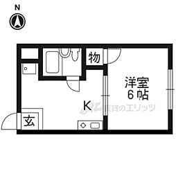 シティハイムフジイ 1Kの間取図画像