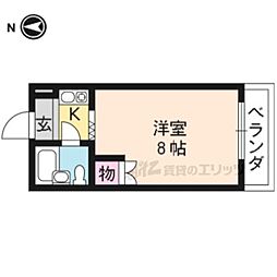 レジデンスタイコー 3階1Kの間取り