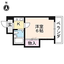 京阪本線 丹波橋駅 徒歩2分の賃貸マンション 2階1Kの間取り