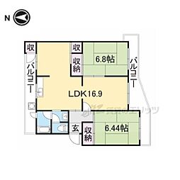 阪急京都本線 西山天王山駅 徒歩15分の賃貸マンション 4階2LDKの間取り