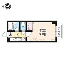 近鉄京都線 興戸駅 徒歩9分の賃貸マンション 2階1Kの間取り